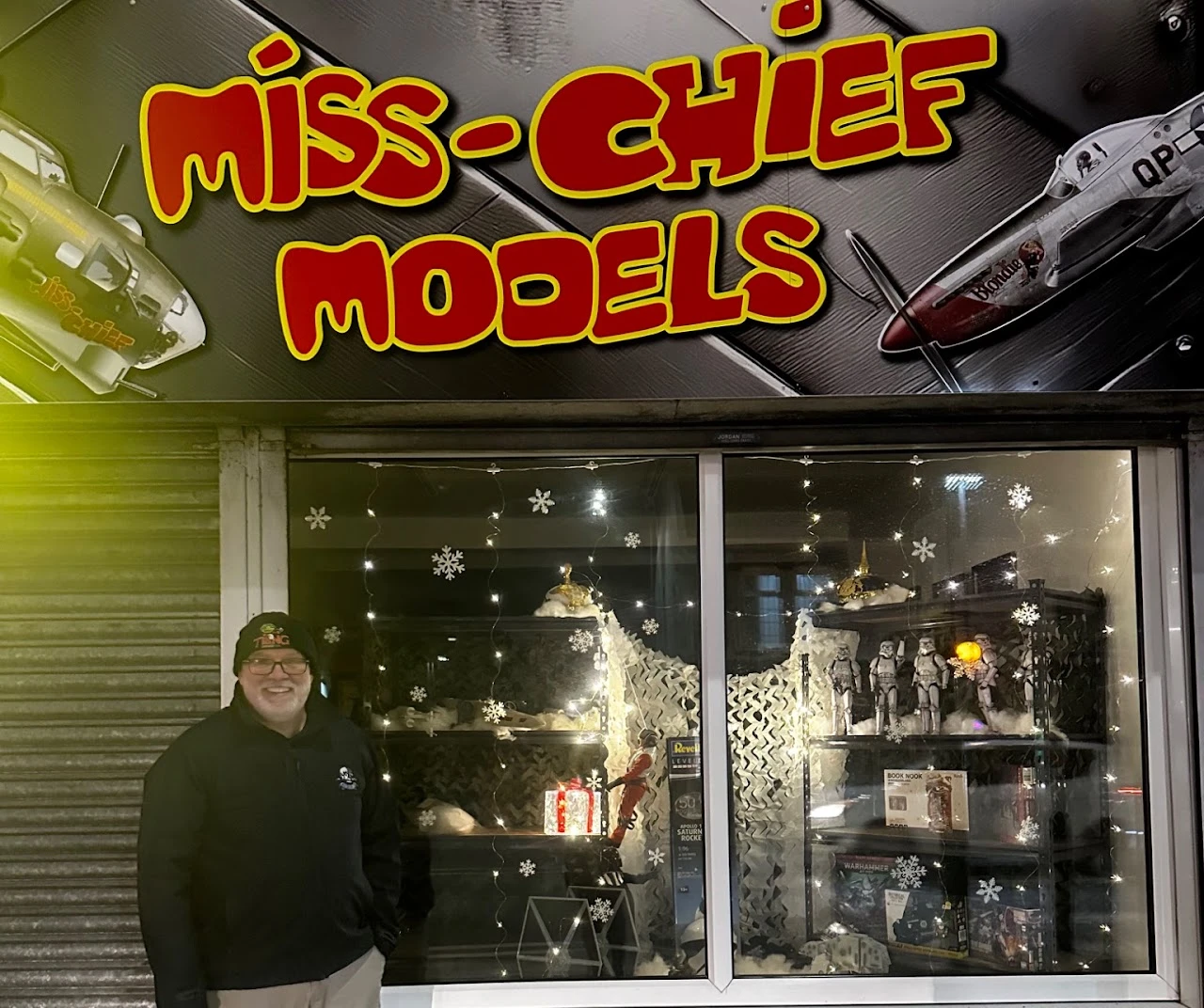 Andy outside the MissChief Models shop